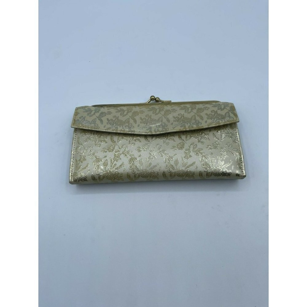 Vintage Mid Century Ladies Gold Floral Amity Wallet